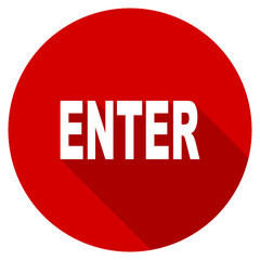 Poster - Flat design red round enter vector icon