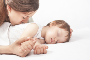 Wall Mural - Happy mother and baby