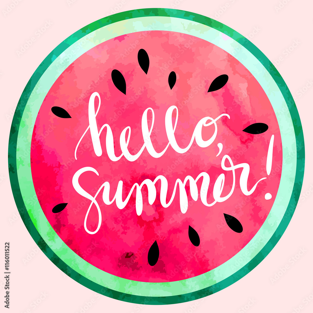 Vector de Stock "hello summer" hand written lettering vector ...