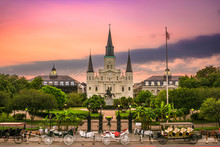 St. Louis Cathedral At Jackson Square, New Orleans, Louisiana.