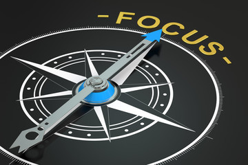 Poster - focus compass concept, 3d rendering