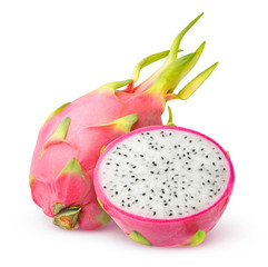 Aufkleber - Isolated one and a half pitahaya (dragon fruits) with clipping path