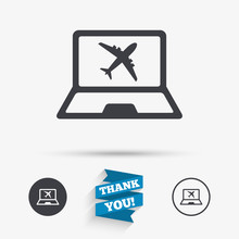 Online Check-in Sign. Airplane Symbol. Travel.