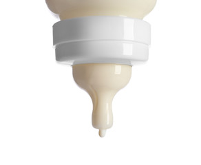 Fototapete - Baby milk bottle on white background