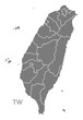 Taiwan Map with counties grey