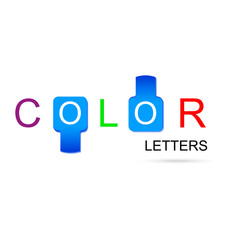 Poster - Colorful letters with inserts in the form of icons on a white background