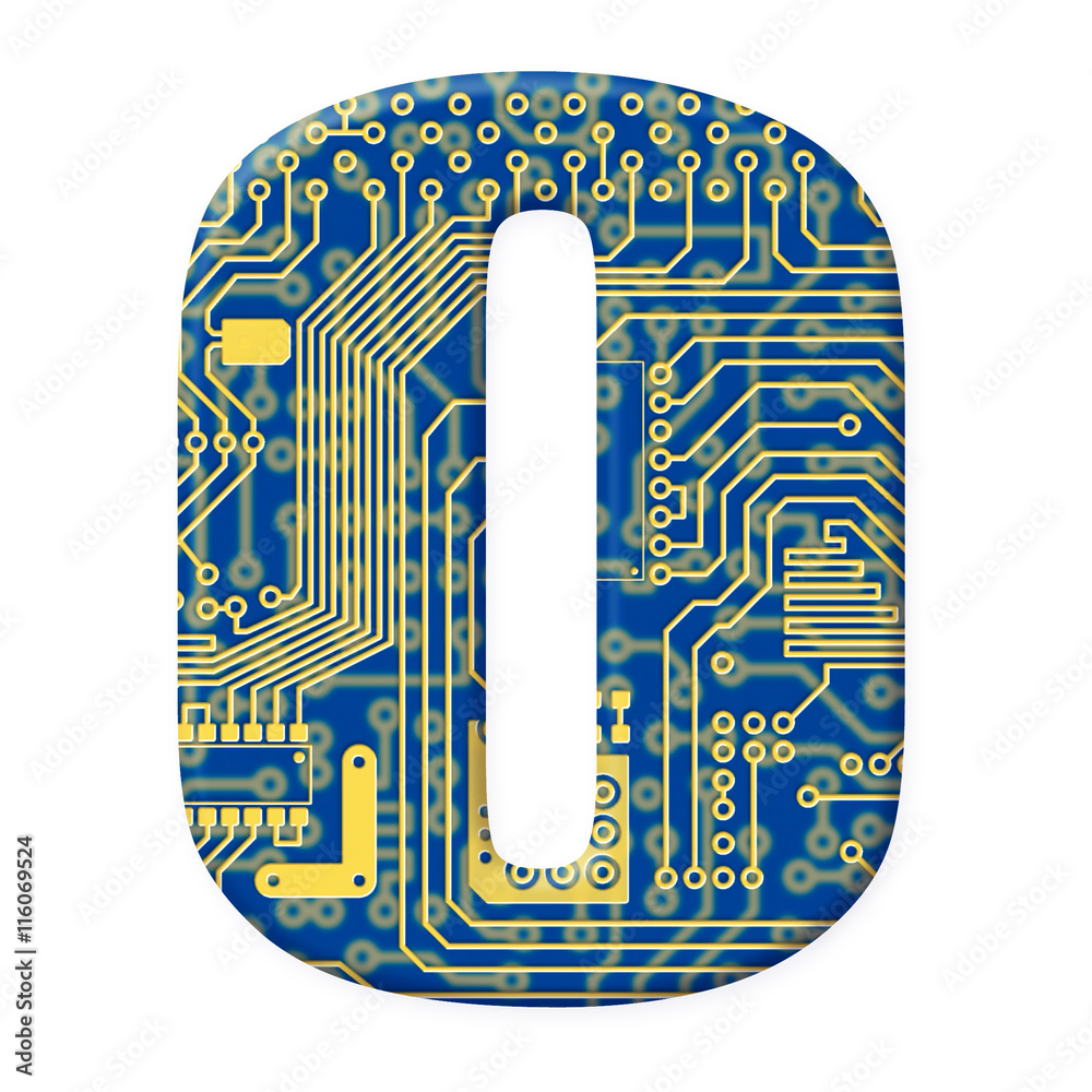 Digit from electronic circuit board alphabet on white background Stock ...