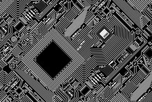 Graphic Industrial Circuit Board Black Background
