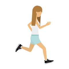 Sticker - female athlete practicing running isolated icon design, vector illustration  graphic 