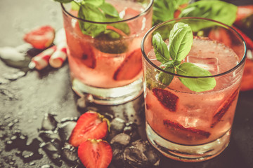 Wall Mural - Strawberry and basil infused water