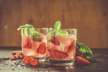 Wall Mural - Strawberry and basil infused water