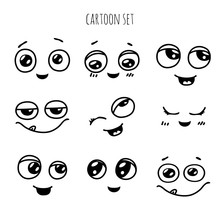Emotions. Set Of Doodle Faces. Smile.