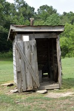 Old Wooden Outhouse At Rural Georgia, USA