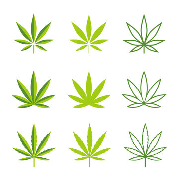 Wall Mural - Marijuana leaves vector icons