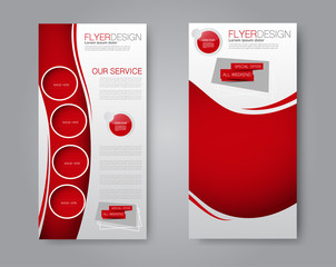 Wall Mural - Vector flyer and leaflet design. Set of two side brochure templates. Red color.