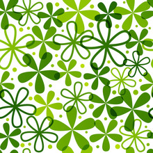 Seamless Pattern With Green Flowers
