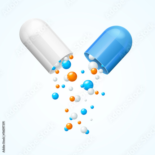 Fotografia Medical Capsule Open. Vector