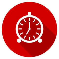 Wall Mural - Flat design red round alarm clock vector icon