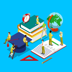 Poster - Isometric Education Concept. Group of Students. Back to School. Vector illustration