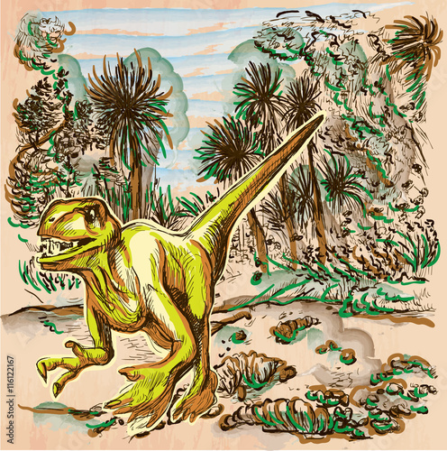 Naklejka na kafelki Wektorowa ilustracja życia prehistorycznego