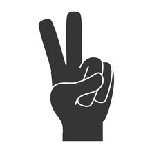 Hand Peace Symbol Sign , Isolated Flat Icon Design