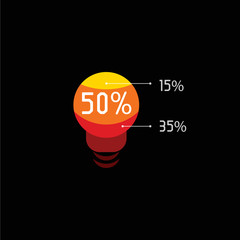 Aufkleber - Isolated red and orange light bulb vector logo. Lighting equipment logotype.
