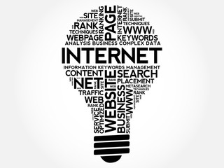 Aufkleber - INTERNET bulb word cloud collage, business concept background
