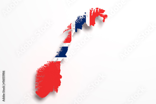 Photo Silhouette of Norway map with flag