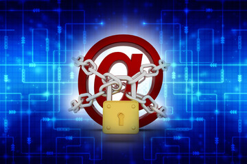 Canvas Print - 3d rendering E-mail symbol with lock. Internet security concept
