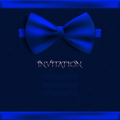 Wall Mural - Invitation decorative card template with blue bow