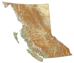 Wall Mural - Relief map - British Columbia (Canada) - 3D-Rendering