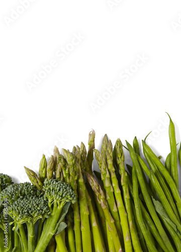 Asparagus Green Beans And Tender Stem Broccoli Isolated On A White Background Forming A Vegetable Themed Page Border Stock Photo Adobe Stock