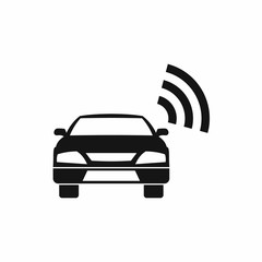 Poster - Car with wifi sign icon in simple style isolated vector illustration