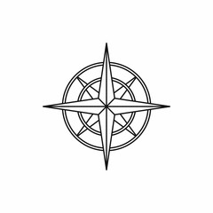 Poster - Ancient compass icon in outline style isolated vector illustration