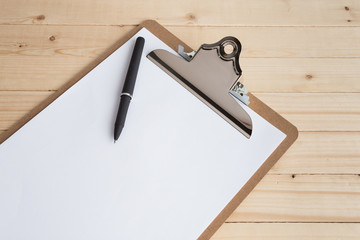 Sticker - Wooden clipboard on wood background