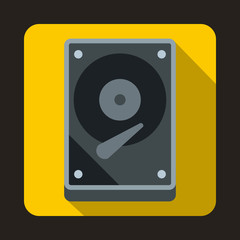 Poster - HDD icon in flat style on a yellow background