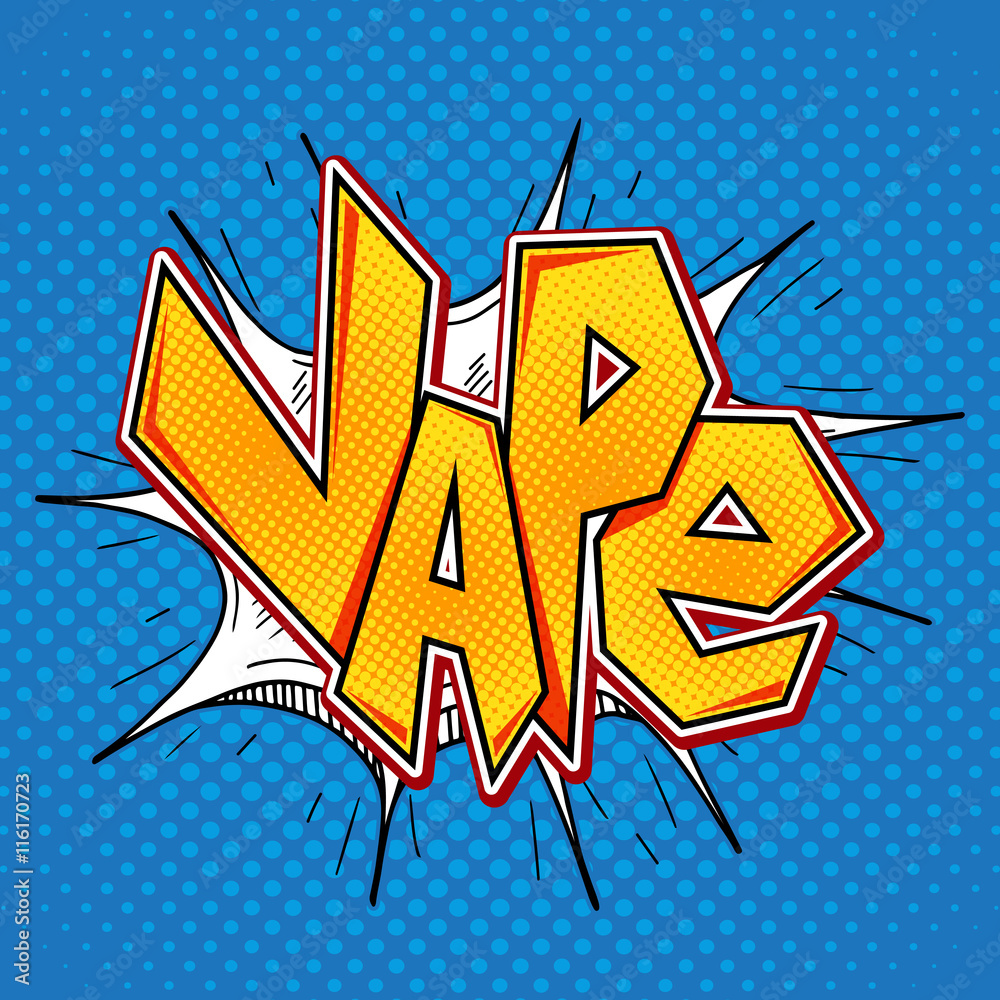 Vape lettering in comic retro pop art style. E-cigarette smoking concept.  Vector graphic Vape word comics bubble. Stock Vector | Adobe Stock