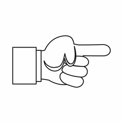 Poster - Pointing hand gesture icon in outline style isolated vector illustration