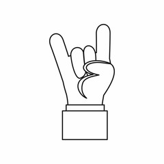 Poster - Rock and Roll hand sign icon in outline style isolated vector illustration