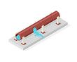 Isometric vector illustration icon of a leaking industrial water supply pipe.
Broken and leaking water pipe icon.