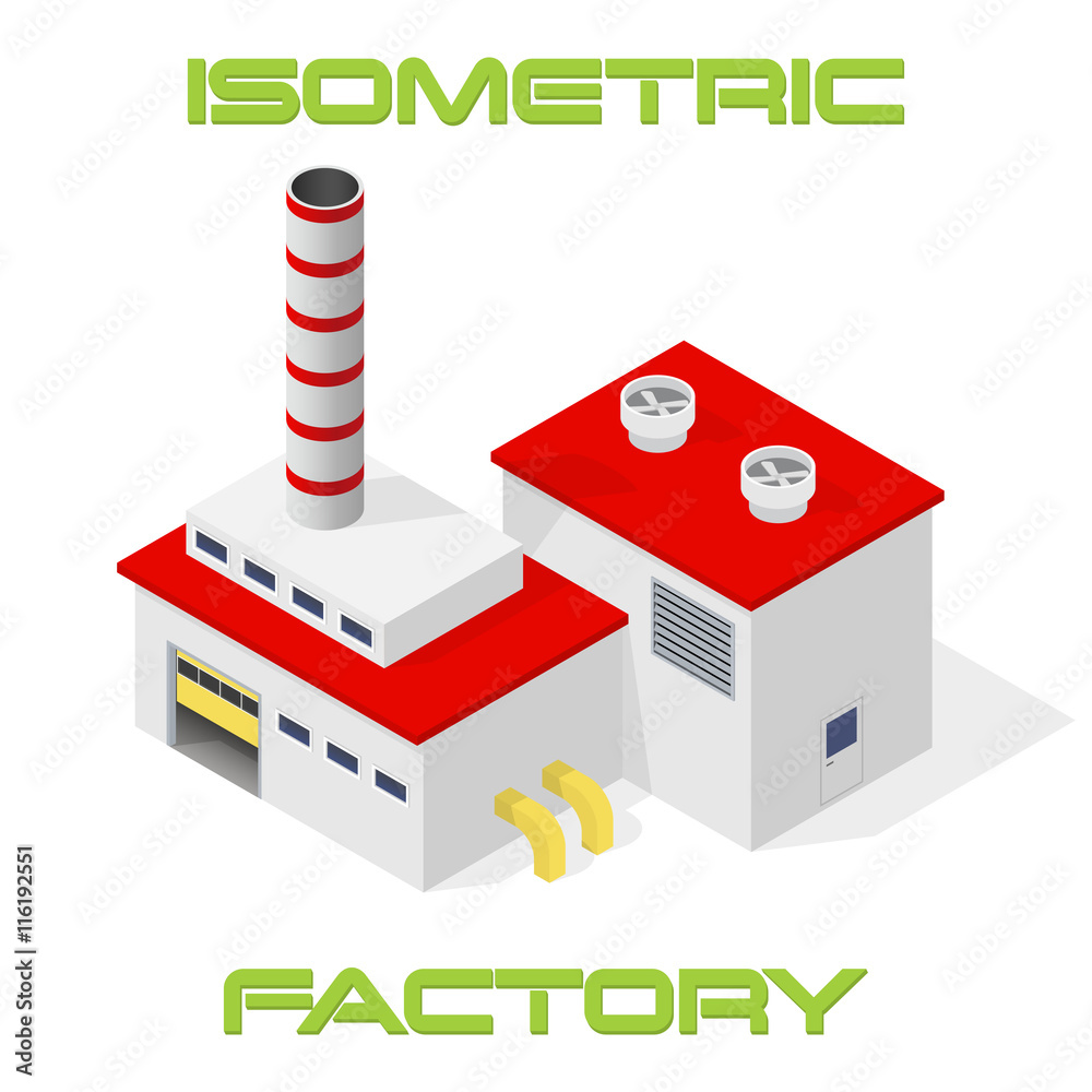Vector isometric modern industrial and manufacturing factory building ...