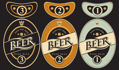 Wall Mural - set of vector labels for beer in retro style