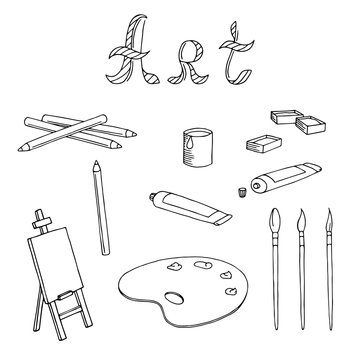 Art graphic set black white isolated illustration vector