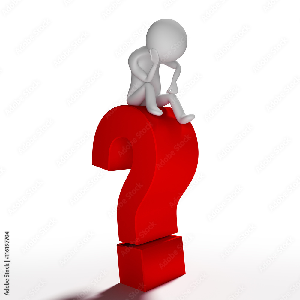 Human figure sitting on question mark Stock Illustration | Adobe Stock