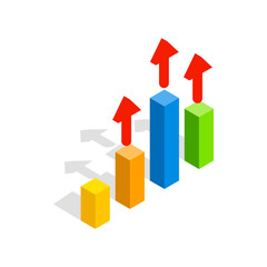 Poster - Growth chart icon in isometric 3d style isolated on white background. Presentation symbol