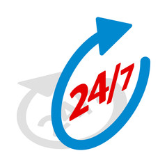 Poster - Round clock support icon in isometric 3d style isolated on white background. Help symbol