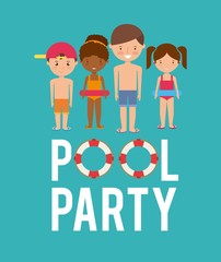 Canvas Print -  kids cartoon and float icon. Swimming and pool party design. Ve