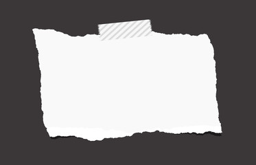 Poster - White ripped blank note paper are stuck with sticky tape on black background