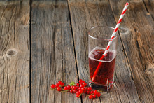 Glass Jar Of Currant Mors And Fresh Red Currant