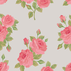  Floral bouquet seamless pattern. Flower rose background. Flourish ornamental wallpaper